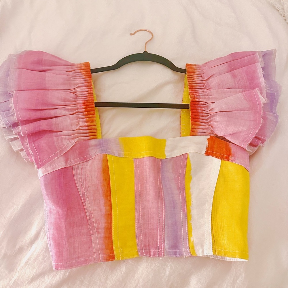 Aje frilled crop top